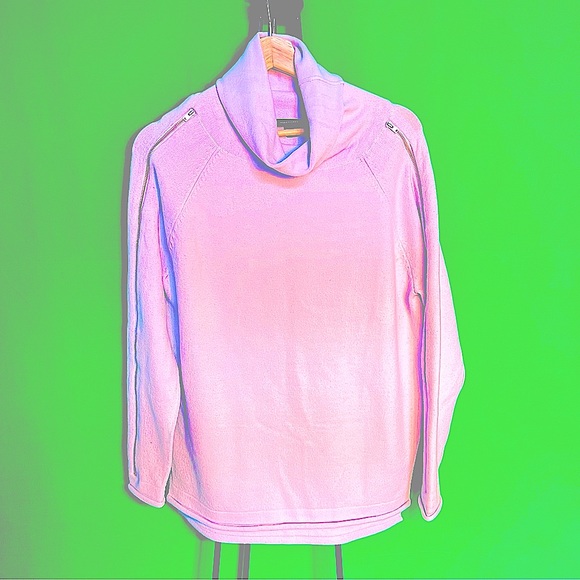 Zipped Sleeves S/M Wide Light Blue Elegant Sweater French Connection High Neck - Picture 1 of 12